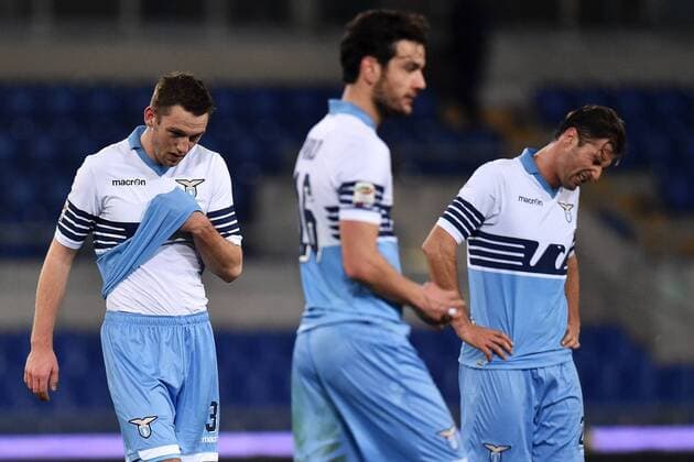 Stefan De Vrij, Marco Parolo, Lorik Cana Lazio Dejection Roma 09-02-2015 Stadio Olimpico, Football Calcio Serie A Lazio Rom vs CFC Genua 1893 FC andreaxstaccioli