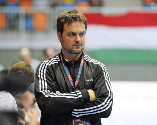 Schaffhausen, Schweiz 12.2.2015 Handball, Männer · Champions League Kadetten Schaffhausen vs. MOL-Pick Szeged Trainer Markus Baur, Kadetten Schaffhausen Foto und alle