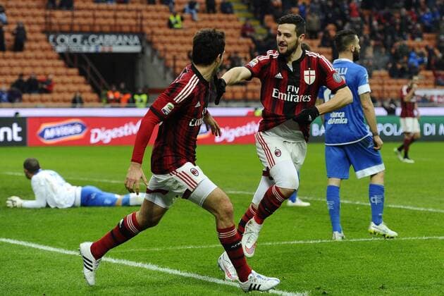 Mattia Destro Milan 1-0. Celebration goal Milano 15-02-2015 Stadio Giuseppe Meazza - Football Calcio Serie A AC Mailand vs FC Empoli giuseppexceleste