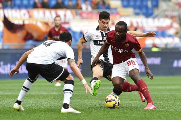 Pedro Mendes, Jose Mauri Parma, Seydou Doumbia Roma Roma 15-02-2015 Stadio Olimpico, Football Calcio Serie A AS Roma vs FC Parma andreaxstaccioli