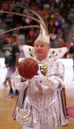 Karneval im Telekom Dome vor dem Spiel Telekom Baskets Bonn vs. BG Göttingen , hier: Prinz Jürgen I. , Hauptrunde 22.. Spieltag
