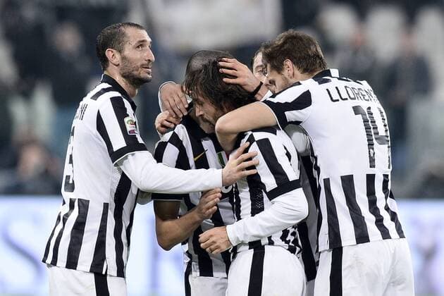 Db Torino 20 02 2015 - campionato di calcio serie A Juventus Turin vs Atalanta Bergamo: Torjubel Andrea Pirlo 