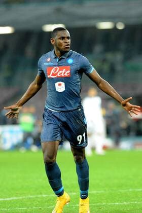 Feb. 23, 2015 - Naples, Italy - Duvan Zapata of SSC Napoli celebrates after scoring during the italian Serie A football match between SSC Napoli and UA Sassuolo Calcio at San Paolo Stadium on August 29, 2013 in Naples,Italy. SSC Napoli and UA Sassuolo Calcio - Serie A  - ZUMAn230
