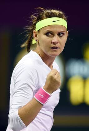 (150224) -- DOHA, Feb. 23, 2015 -- Lucie Safarova of the Czech Republic celebrates during the first round match against SamanthaStosur of Australia in the WTA Tennis Damen Qatar Open tennis tournament in Doha, Qatar, Feb. 23, 2015. Lucie Safarova won 2-0. ) (SP)QATAR-DOHA-TENNIS-WTA ChenxShaojin 