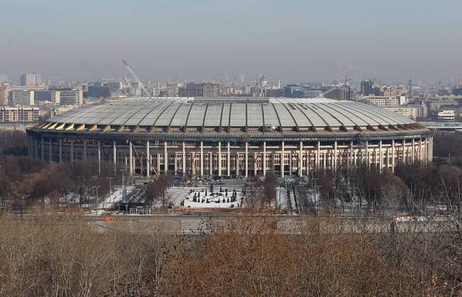 MOSCOW, RUSSIA. FEBRUARY 25, 2015. A view of the Luzhniki Stadium. The stadium will be hosting 2018 FIFA World Cup WM Weltmeisterschaft Fussball football matches. Artyom Korotayev TASS  RE15CC54