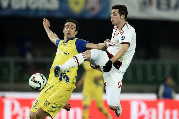 Verona, 28.02.2015 - Serie A 2014 2015 - AC Chievo Verona vs AC Milan - Mattia Destro-Dario Dainelli 
