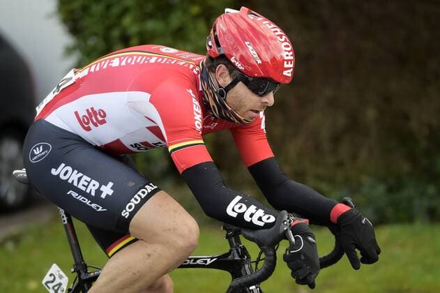 - KUURNE, BELGIUM: Belgian Kris Boeckmans of Lotto - Soudal pictured in action during the 67th edition of the Kuurne-Brussels-Kuurne one day cycling race, 196 km from Kuurne to Kuurne, Sunday 01 March 2015. It s the second race of the season in one week-end in Belgium. YORICKxJANSENS  x04578488x