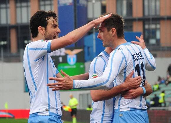 Serie A, Sassuolo Calcio - Lazio Rom, miroslav klose festeggia il gol con marco parolo xHOCHxZWEIx xItalyxPhotoxPressx 