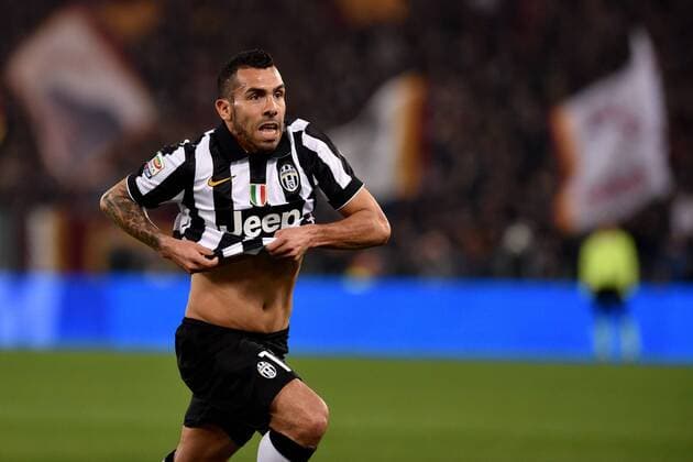 02.03.2015. Rome, Italy. Serie A Football. AS Roma versus Juventus. Carlos Tevez celebrates after he scored the 0-1 goal for Juventus xGiuseppexMaffiax  ActionPlus11602068