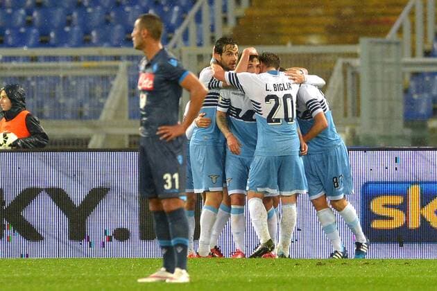 Miroslav Klose Lazio. Goal celebrations. Football Calcio 2014 2015 Coppa Italia. Lazio Rom vs SSC Neapel Foto AntoniettaxBaldassarre Insidefoto AntoniettaxBaldassarre