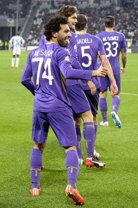 Esultanza Mohamed Salah Fiorentina dopo gol 1-2, goal celebration, Coppa Italia 2015 - Juventus Turin - AC Florenz (ACF Fiorentina) (ACF Fiorentina (AC Florenz (ACF Fiorentina) ) ) filippoxalfero