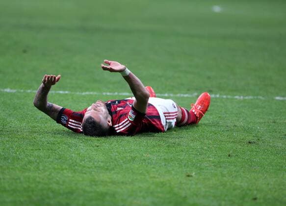 07.03.2015. San Siro stadium, Milan, Italy. Serie A football. AC Milan versus Hellas Verona. Jeremy Menez flat out at game end xPaoloxNuccix  ActionPlus11603361