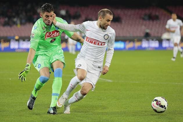 Mariano Andujar Napoli, Rodrigo Palacio Inter, Napoli 08-03-2015 Stadio San Paolo Football, Serie A: SSC Napoli vs. Inter Mailand cesarexpurini