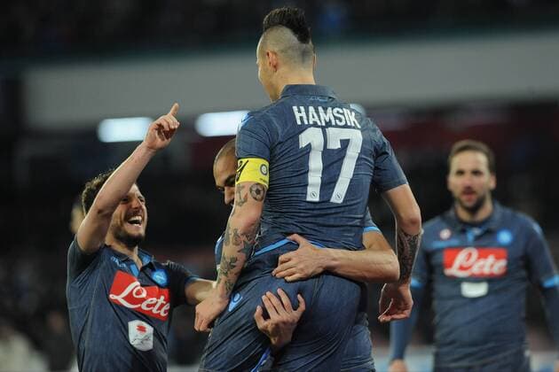 March 8, 2015 - Naples, Italy - Marek Hamsik of SSC Napoli celebrates after scoring during the italian Serie A football match between SSC Napoli and Inter Mailand at San Paolo Stadium on 8 March, 2015 in Naples,Italy. SSC Napoli and Inter Mailand - Serie A  - ZUMAn230