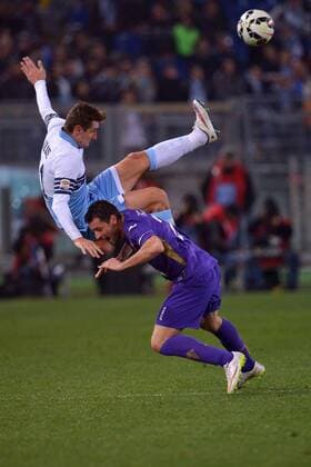 Miroslav Klose Lazio, Manuel Pasqual Fiorentina Roma 09-03-2015 Stadio Olimpico Football Calcio Serie A Lazio Rom vs AC Florenz (ACF Fiorentina) andreaxstaccioli