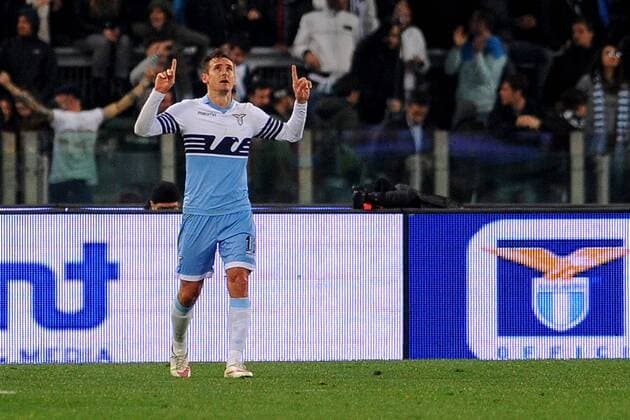 09.03.2015. Rome, Italy. Serie A Football. Lazio versus Fiorentina. Miroslav Klose celebrates after he scores to make it 3-0 for Lazio xGiuseppexMaffiax  ActionPlus11603768