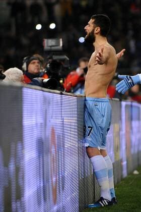 Antonio Candreva Lazio. Goal celebrations. Roma 9-03-2015 Stadio Olimpico. Football Calcio 2014 2015 Serie A. Lazio Rom vs AC Florenz (ACF Fiorentina) AntoniettaxBaldassarre