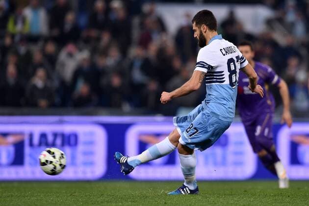 Antonio Candreva Lazio. Goal celebrations. Roma 9-03-2015 Stadio Olimpico. Football Calcio 2014 2015 Serie A. Lazio Rom vs AC Florenz (ACF Fiorentina) AntoniettaxBaldassarre