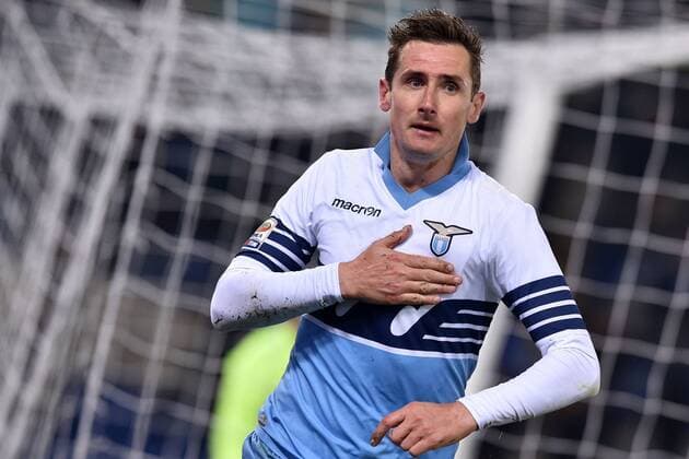 Miroslav Klose Lazio. Goal celebrations. Roma 9-03-2015 Stadio Olimpico. Football Calcio 2014 2015 Serie A. Lazio Rom vs AC Florenz (ACF Fiorentina) AntoniettaxBaldassarre
