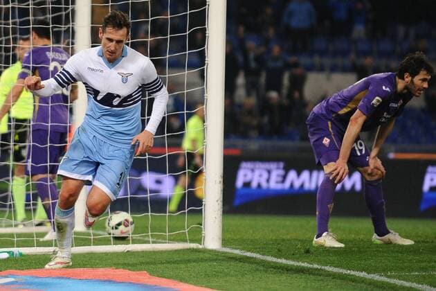 Miroslav Klose Lazio. Goal celebrations. Roma 9-03-2015 Stadio Olimpico. Football Calcio 2014 2015 Serie A. Lazio Rom vs AC Florenz (ACF Fiorentina) AntoniettaxBaldassarre