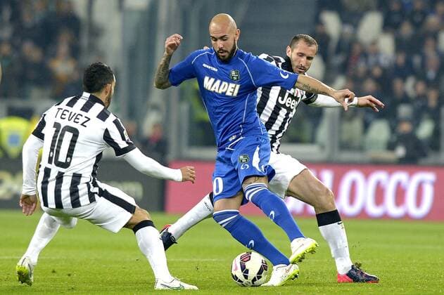 Simone Zaza Sassuolo, Carlos Tevez e Giorgio Chiellini Juventus, Serie A, Juventus Turin - US Sassuolo Calcio filippoxalfero