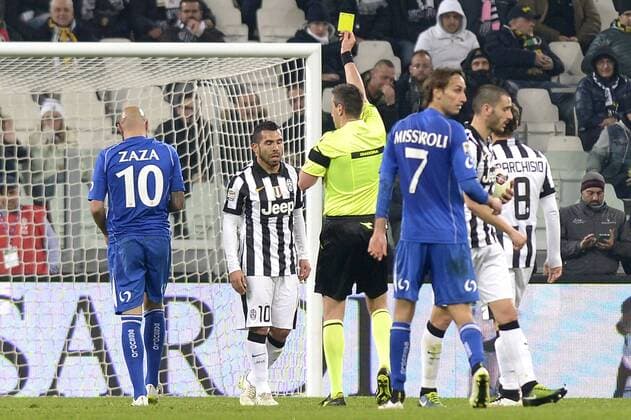 Carlos Tevez Juventus ammonizione, Serie A, Juventus Turin - US Sassuolo Calcio filippoxalfero