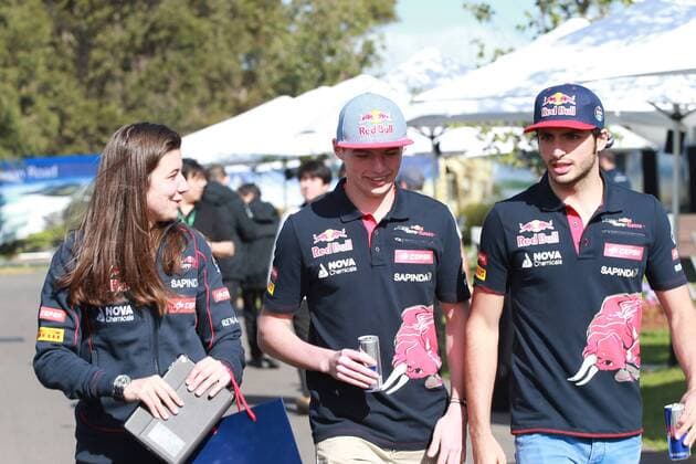12.03.2015 - Max Verstappen (NED) Scuderia Toro Rosso STR10 and Carlos Sainz Jr (ESP) Scuderia Toro Rosso STR10 Australian Grand Prix, Melbourne 12 - 15 March 2015 