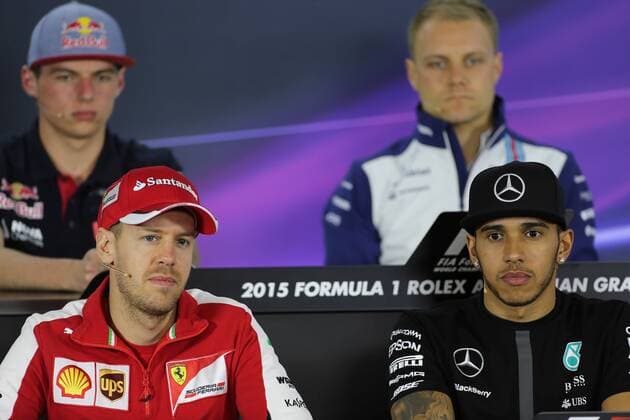 12.03.2015 - press conference PK Pressekonferenz Sebastian Vettel (GER) Scuderia Ferrari SF15-T and Lewis Hamilton (GBR) Mercedes AMG F1 W06 Australian Grand Prix, Melbourne 12 - 15 March 2015 