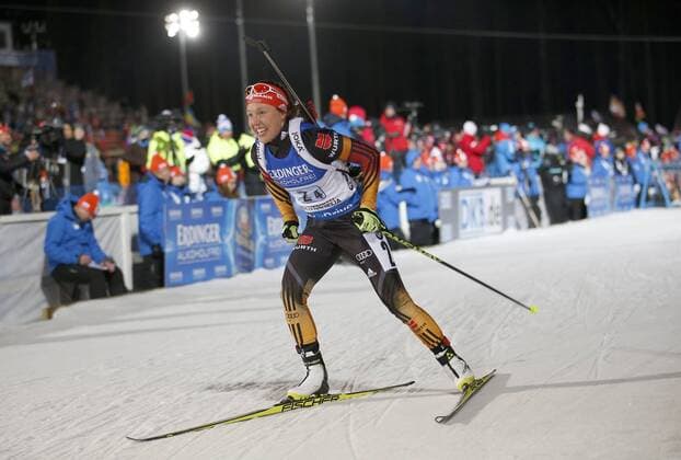BIATHLON - IBU WC Kontiolahti 2015 KONTIOLAHTI,FINLAND,13.MAR.15 - BIATHLON - IBU World Championships, relay 4x6km, ladies. Image shows Laura Dahlmeier (GER).