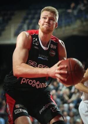 - ANTWERP, BELGIUM: Charleroi s Rasmus Larsen pictured in action during the basketball match between Antwerp Giants and Spirou Charleroi, on day 2 of the Final Round Scooore League Basketball competition Group A, Friday 13 March 2015 in Antwerp. VIRGINIExLEFOUR  x04586513x