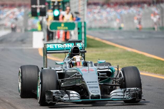 March 14, 2015: Lewis Hamilton (GBR) 44 from the Mercedes AMG Petronas F1 Team leaves the pits for practise three at the 2015 Australian Formula One Grand Prix at Albert Park, Melbourne, Australia. Sydney Low Cal Media Formula One 2015: Australia MAR 14 - ZUMAc04_