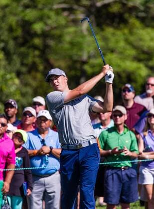 3 14 2015 - Palm Harbor FL, USA - Jordan Spieth watches his shot of the 12th hole tee at the Innisbrook Resort (Copperhead) in Palm Harbor FL. DelMecum Cal Media PGA Golf Herren Golf 2015: Valspar Championship Round 3 MARCH 14 - ZUMAc04_
