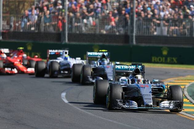 15.03.2015. Melbourne, Australia. F1 Grand Prix of Australia, race day at the Albert Park street circuit. Lewis Hamilton of Mercedes AMG Petronas F1 team leads xLeannexBoonx  ActionPlus11605133