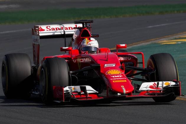 March 15, 2015: Sebastian Vettel (DEU) 5 from the Scuderia Ferrari team rounds turn 2 during the 2015 Australian Formula One Grand Prix at Albert Park, Melbourne, Australia. Sydney Low Cal Media Formula One 2015: Australia MAR 15 - ZUMAc04_