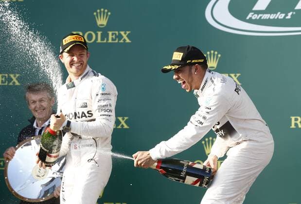 Motorsports: FIA Formula One World Championship WM Weltmeisterschaft 2015, Grand Prix of Australia, 6 Nico Rosberg (GER, Mercedes AMG Petronas Formula One Team), 44 Lewis Hamilton (GBR, Mercedes AMG Petronas Formula One Team), xHOCHxZWEIx