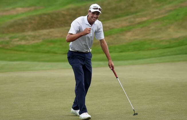 15.03.2015. Arrowtown, New Zealand. Australian golfer Jordan Zunic wins the 2015 BMW New Zealand Golf Open Trophy. The Hills Golf course, Arrowtown, New Zealand. Sunday 15 March 2015. xAndrewxCornagax  ActionPlus11605247