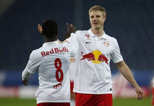 SOCCER - BL, RBS vs Sturm SALZBURG,AUSTRIA,15.MAR.15 - SOCCER - tipico Bundesliga, Red Bull Salzburg vs SK Sturm Graz. Image shows Naby Keita and Martin Hinteregger (RBS).