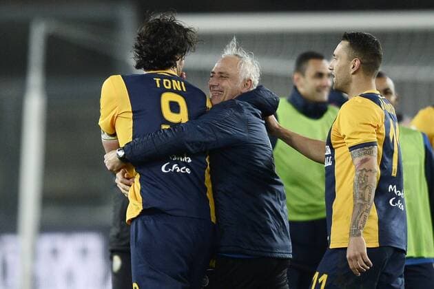 Db Verona 15 03 2015 - campionato di calcio serie A Hellas Verona vs SSC Neapel - Schlussjubel Andrea Mandorlini-Luca Toni 