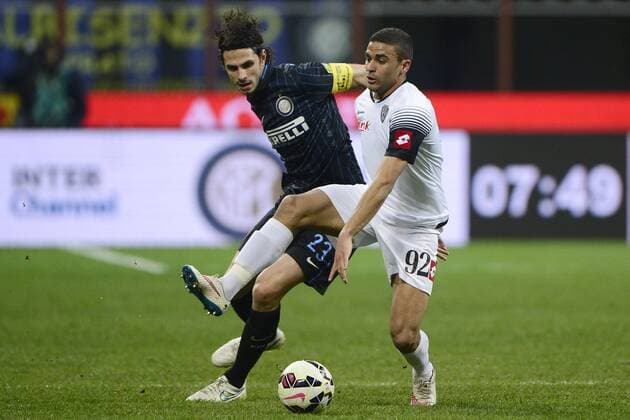 Andrea Ranocchia Inter, Gregoire Defrel Cesena Milano 15-03-2015 Stadio Giuseppe Meazza - Football Calcio Serie A Inter Mailand vs AC Cesena giuseppexceleste