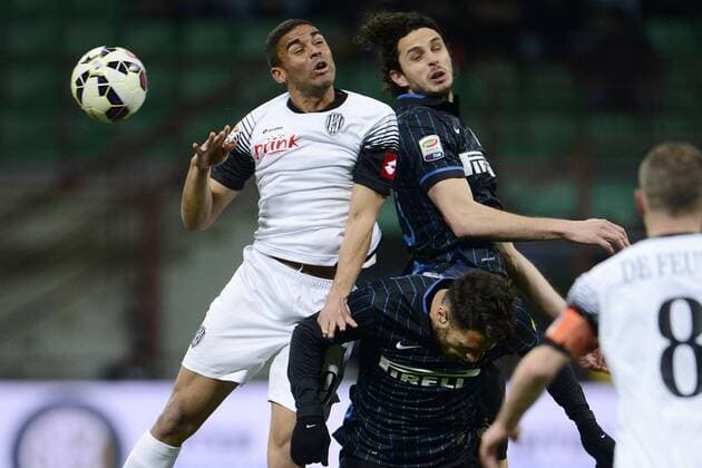 Andrea Ranocchia Inter, Gregoire Defrel Cesena Milano 15-03-2015 Stadio Giuseppe Meazza - Football Calcio Serie A Inter Mailand vs AC Cesena giuseppexceleste