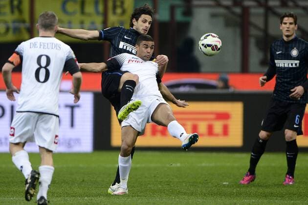 Andrea Ranocchia Inter, Gregoire Defrel Cesena Milano 15-03-2015 Stadio Giuseppe Meazza - Football Calcio Serie A Inter Mailand vs AC Cesena giuseppexceleste