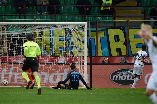 Gregoire Defrel Cesena 0-1. Celebration goal Milano 15-03-2015 Stadio Giuseppe Meazza - Football Calcio Serie A Inter Mailand vs AC Cesena giuseppexceleste