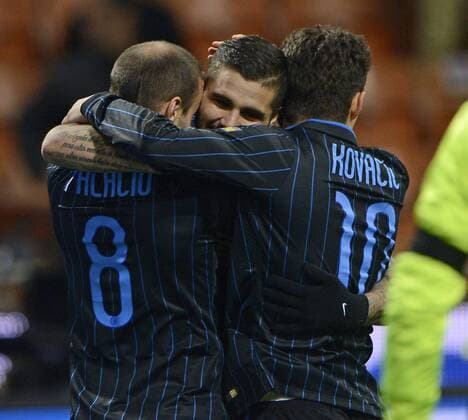 Rodrigo Palacio Inter 1-1. Celebration goal Milano 15-03-2015 Stadio Giuseppe Meazza - Football Calcio Serie A Inter Mailand vs AC Cesena giuseppexceleste