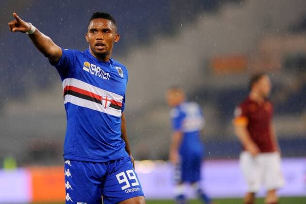 16.03.2015. Rome, Italy. Serie A Football. Roma versus Sampdoria. Samuel Eto o the new Sampdoria s player . Sampdoria won the game by a score of 0-2. xGiuseppexMaffiax  ActionPlus11605534