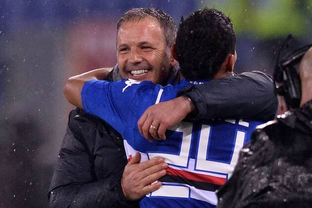 Luis Muriel Sampdoria, Sinisa Mihajlovic. Roma 16-03-2015 Stadio Olimpico. Football Calcio 2014 2015 Serie A. AS Rom vs Sampdoria Genua AntoniettaxBaldassarre