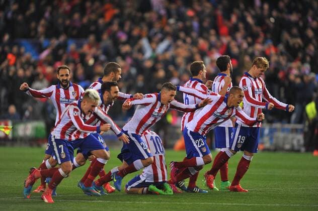 17.03.2015, xcox, Fussball UEFA Champions League, Atletico Madrid - Bayer 04 Leverkusen, v.l. Team reaction at last penalty shoot -