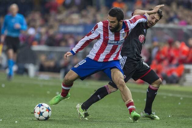 MADRID: Arda Turan vs Hakan Calhanoglu, UEFA Champions League, 1 8final, Atletico Madrid vs Bayer 04 Leverkusen 