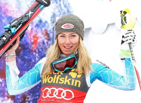 ALPINE SKIING - FIS WC Meribel MERIBEL,FRANCE,21.MAR.15 - ALPINE SKIING - FIS World Cup Final, slalom, ladies, award ceremony for the slalom World Cup. Image shows Mikaela Shiffrin (USA).