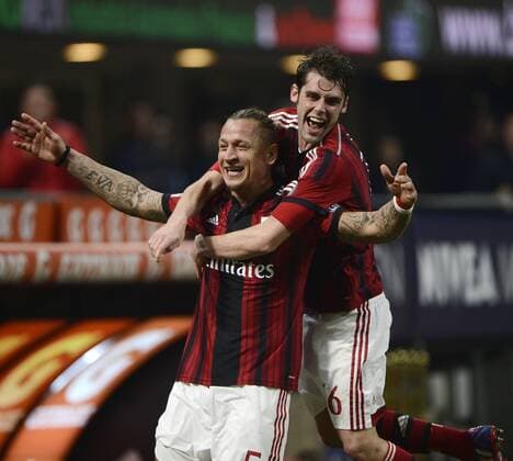 Philippe Mexes Milan 2-1. Celebration goal - Football Calcio Serie A - AC Milan - Cagliari Calcio . Foto GiuseppexCeleste Insidefoto vs I giuseppexceleste