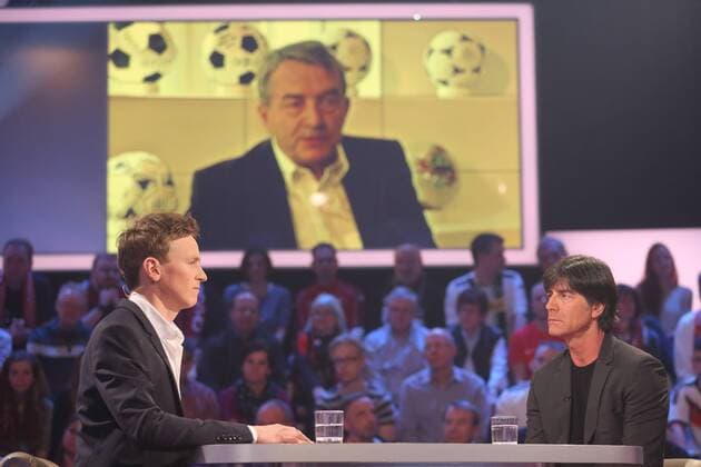 JOCHEN BREYER, JOACHIM LÖW DAS AKTUELLE SPORTSTUDIO ZDF MAINZ - auf der Leinwand Wolfgang Niersbach 